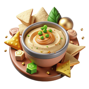elegant classic Hummus Chickpea Dip Middle Eastern Cutout Food Blog premium png