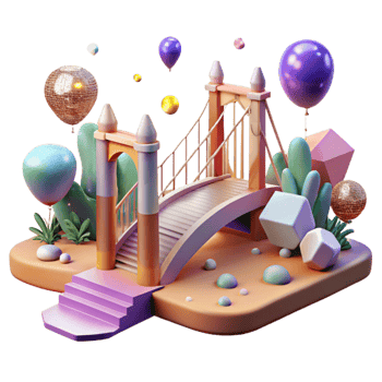 elegant artistic Impressionist Bridge in the Countryside Transparent Background premium png