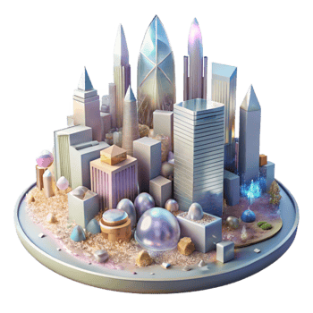 beautiful artistic Impressionist Cityscape Panorama Transparent Background detailed png