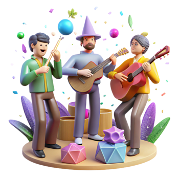 extraordinary modern Impressionist Musicians Playing Instruments Cutout premium png