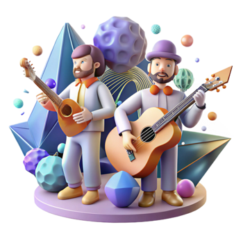 vibrant vintage Impressionist Musicians Cutout high resolution png