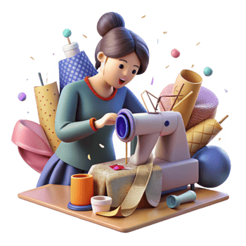dramatic modern Impressionist Woman Sewing Isolated high quality png