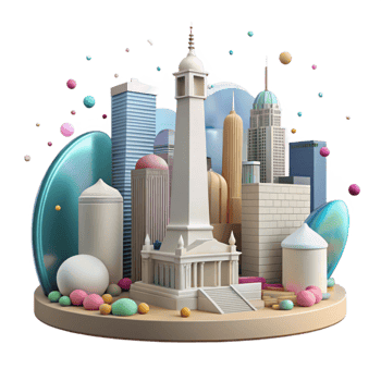 extraordinary traditional Indianapolis Skyline Monument Circle Cutout for Indiana Tourism professional png