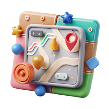 extraordinary artistic Map Navigation Interface with Search Bar Transparent for Travel Apps authentic png