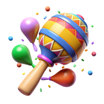 stunning vintage Maracas Colorful Mexican Instrument Cutout premium png