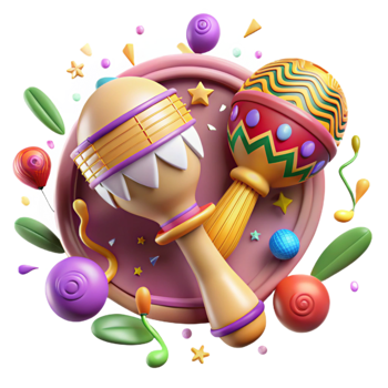 vibrant contemporary Maracas Playing Music Fiesta Celebration Cutout detailed png