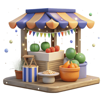 stunning minimalist Market Stall Local Produce Cutout for Farmers Market Advertisements detailed png