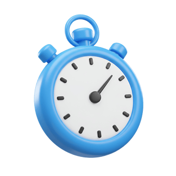 A rendered image of a blue and white stopwatch with a simple face on a plain colored setting transparent background png
