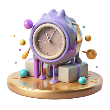 extraordinary modern Melting Clock on a Desk Cutout Transparent Background original png