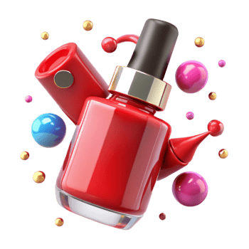 dramatic modern Nail Polish Bottle Red Glossy Isolated for Manicure Design png