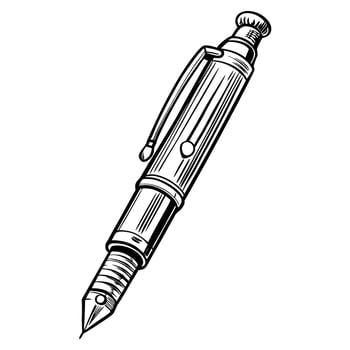 Vintage fountain pen illustration retro writing instrument with classic design vector