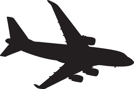 airplane silhouette on white background illustration vector