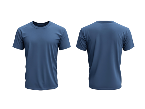 Ocean blue men's classic t-shirt front and back isolated on a transparent background png
