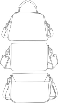 Set of Bags Isolated fashion, slingbag Icon School, sling bag flat illustration set, fashion handbag set vector