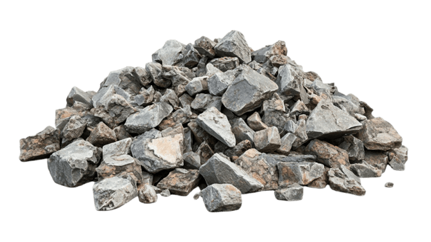Pile of rocks rubble construction material stone heap isolated on transparent background png