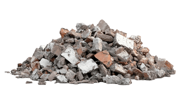 Pile of rubble debris construction waste material stone isolated on transparent background png