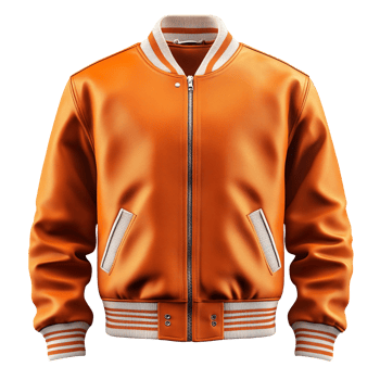 Orange College Jacket, Varsity Coat isolated on transparent background png