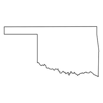 Outlined map of Oklahoma state isolated on white background vector