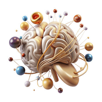vibrant abstract Nervous System Diagram Brain Isolated for Biology Studies high quality png