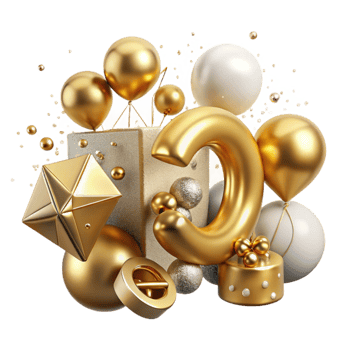 serene rustic Number Balloons Gold Anniversary Cutout exclusive png
