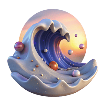 impressive vintage Ocean Wave at Sunset Isolated for Romantic Designs premium png