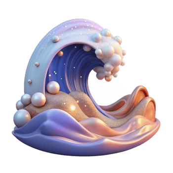 vibrant minimalist Ocean Wave at Sunset Isolated for Romantic Designs detailed png