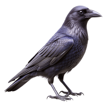 A Detailed Closeup of a Majestic Black Raven Bird on a Black Background png