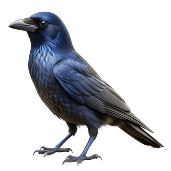 A Stunning Image of a BlueBlack Raven Bird in Profile View against a Black Background png