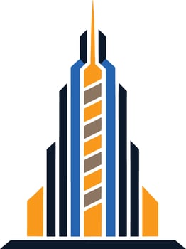 Towering building showcases modern design with sleek lines, sharp angles Skyscraper logo mascot real estate vector