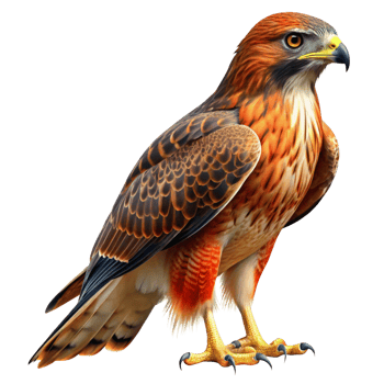 Majestic Harris Hawk with Vibrant Orange and Brown Plumage Against a Black Background png