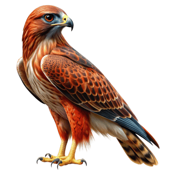 Majestic Red Hawk Bird of Prey in Flight Profile View Illustration png