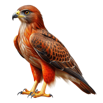 A Stunning Illustration of a Fiery Red Hawk with Intricate Feather Detail png