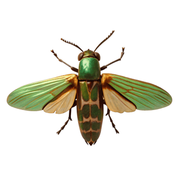 Magnificent Green and Gold Jewel Scarab Beetle with Iridescent Wings png