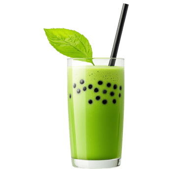 Free Isolated on Transparent Background, Refreshing matcha drink with hint of mint and tapioca pearls for delightful experience png