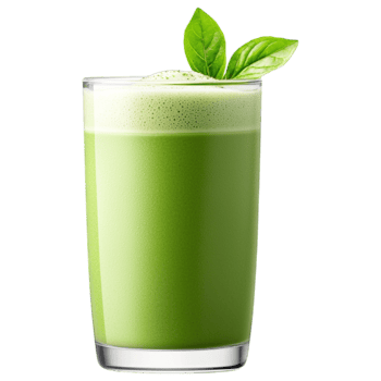 Free Isolated on Transparent Background, refreshing matcha drink with vibrant green color topped with fresh leaves creates delightful experience png