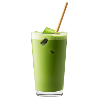 Free Isolated on Transparent Background, Refreshing matcha drink served in tall glass with ice and straw, perfect for warm day png