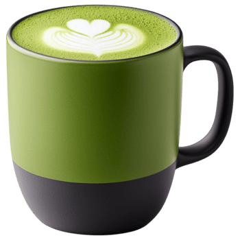 Free Isolated on Transparent Background, vibrant matcha drink in stylish cup showcases beautiful latte art, perfect for tea lovers png