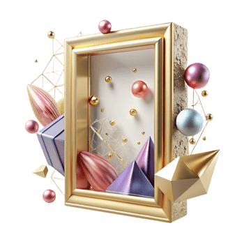 dramatic vintage Picture Frame Gold Border Isolated Wall Art Display high quality png