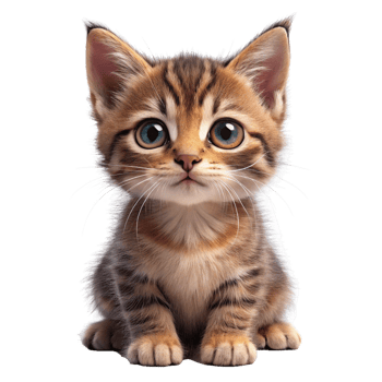Adorable Kitten with Big Eyes Sitting Cutely on Black Background png