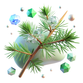 serene creative Pine Branch Needles Green Texture Isolated Nature png