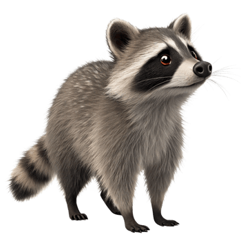 Adorable 3D Render of a Curious Raccoon Looking Upward png