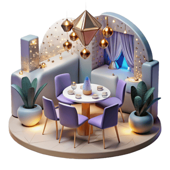 vibrant artistic Restaurant Interior Scene Isolated for Hospitality Design exclusive png
