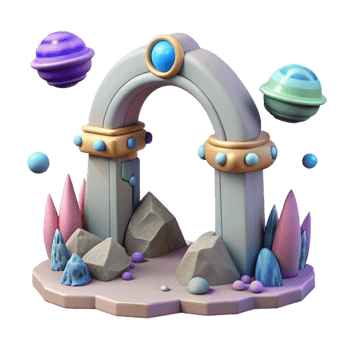 serene contemporary Rocky Alien Archway Cutout for Concept Art premium png