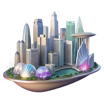stunning contemporary Singapore Skyline Marina Bay Sands Isolated for Cityscape Art premium png