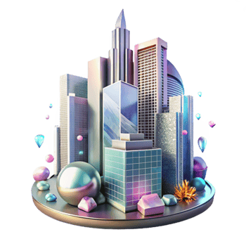 vibrant contemporary Skyscraper Facade Reflection City View Isolated high quality png
