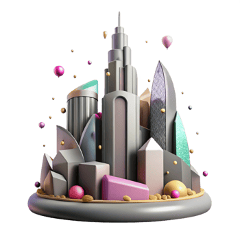 elegant abstract Skyscraper Silhouette Cutout for Architectural Visualization original png