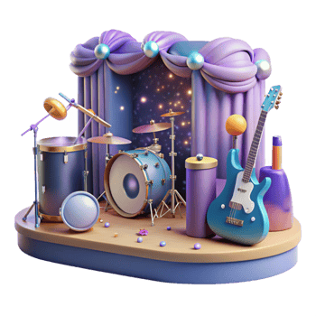 wonderful traditional Small Concert Stage with Instruments Cutout for Band Websites original png