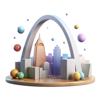 vibrant minimalist St Louis Skyline Gateway Arch Isolated for Architectural Studies genuine png