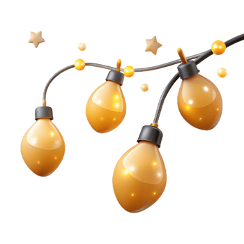 beautiful contemporary String Lights Twinkling Yellow Bulbs Transparent Xmas exclusive png