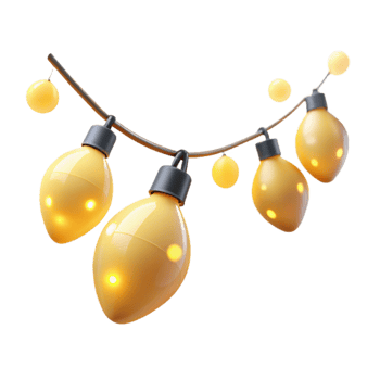 vibrant contemporary String Lights Twinkling Yellow Bulbs Transparent Xmas exclusive png